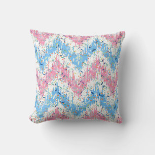Spring Colours Botanical Leafs Chevron Ikat Patter Cushion