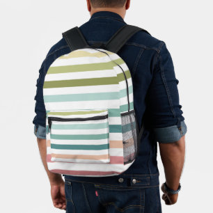 Spring colours bright stripes rainbow printed backpack