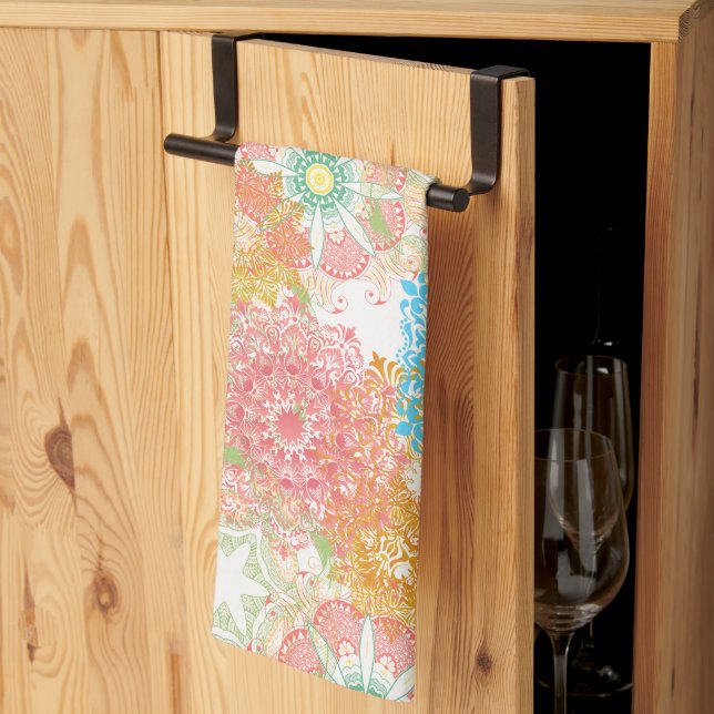 Spring Colours Flowered Kitchen Towel (Thirds Fold)