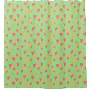 Spring Colours Hearts Doughnut Rings Polka Dots Shower Curtain