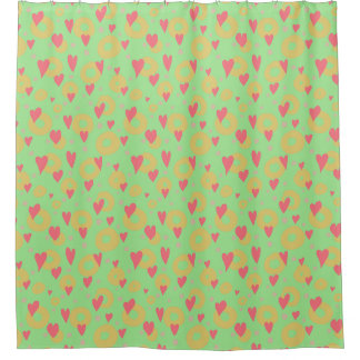 Spring Colours Hearts Doughnut Rings Polka Dots Shower Curtain