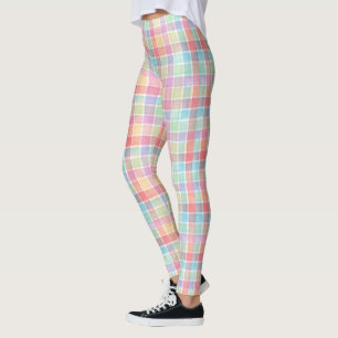 Spring colours plaid pattern leggings