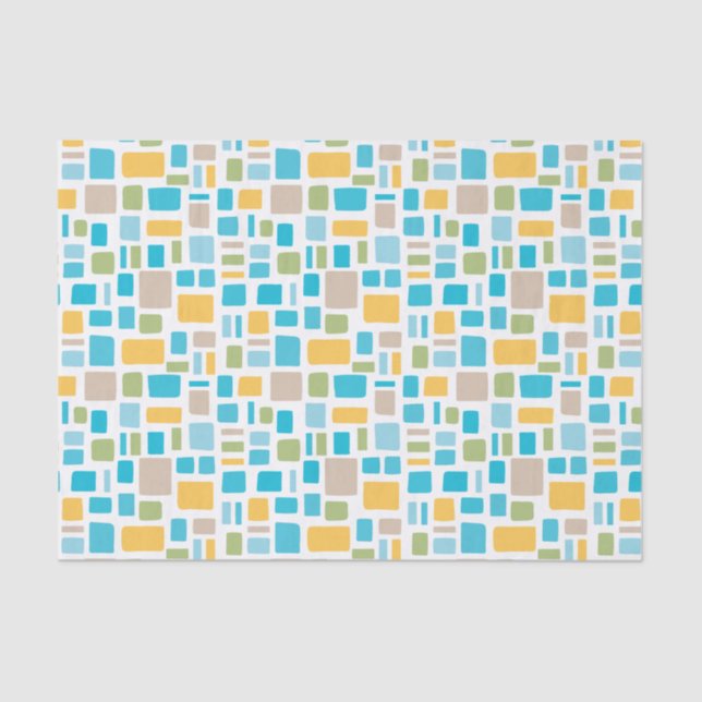 Spring Colours Wonky Squares & Rectangles Tissue Paper (Front)