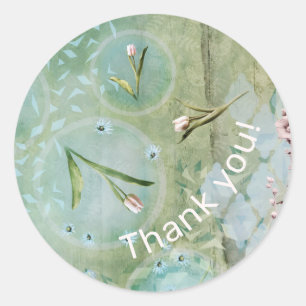 Spring Comes with Tulips personalised Classic Roun Round Sticker