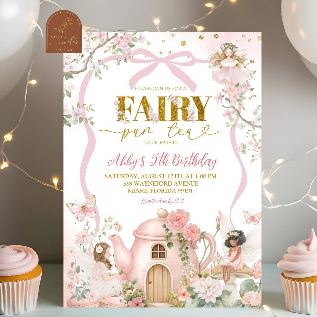 Spring Coquette Enchanted Fairy Tea Party Birthday Invitation (Creator Uploaded)