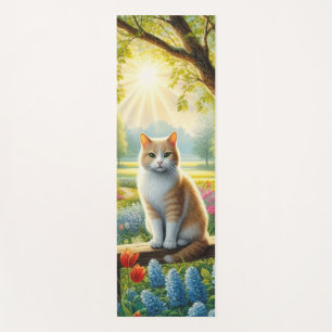 Spring cottage/garden & cat yoga mat