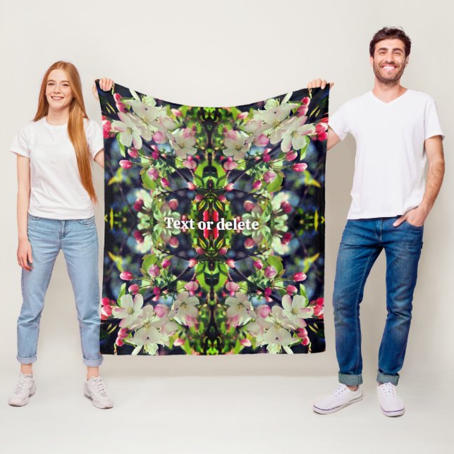 Spring Crabapple Blossoms Abstract Personalised Fleece Blanket (In Situ)