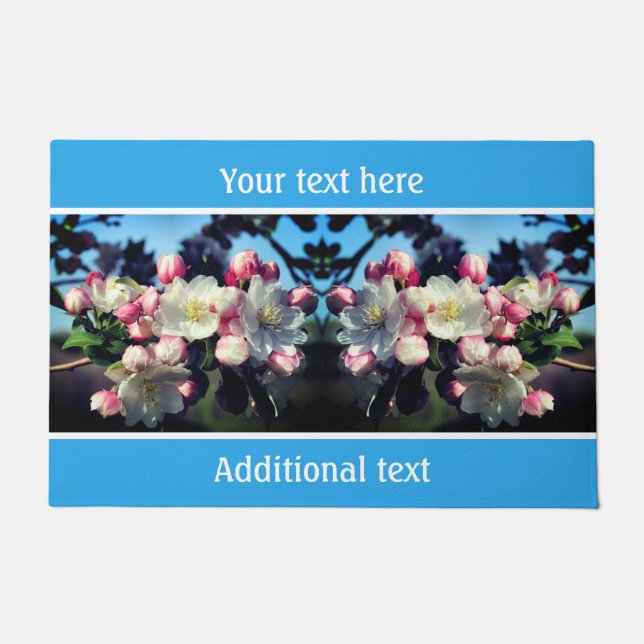 Spring Crabapple Flower Blossoms Personalised Doormat (Front)