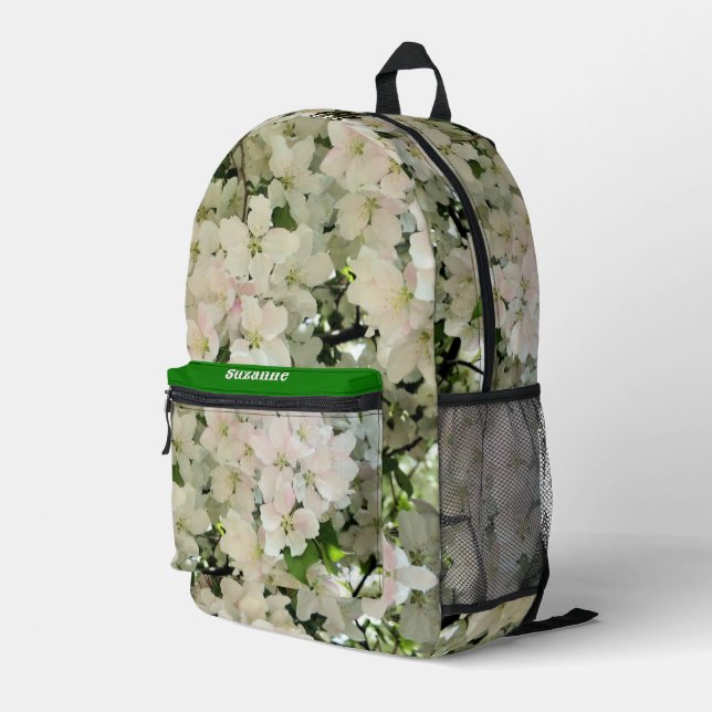 Spring Crabapple Flower Blossoms Personalised Printed Backpack (Back Corner Right)