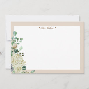 spring cream garden floral elegant monogram card
