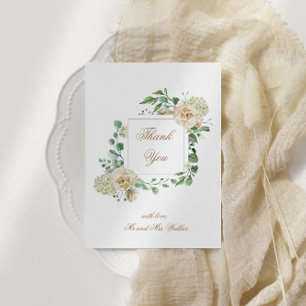 Spring Cream Garden Floral Thank You Folded Card