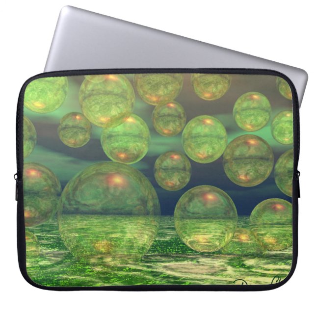 Spring Creation – Green & Gold Renewal Laptop Sleeve (Front)