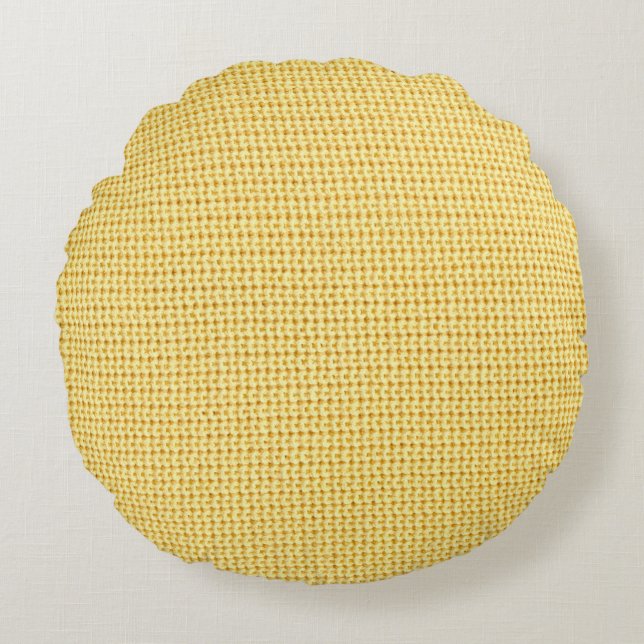 Spring crochet background in yellow. round cushion (Front)