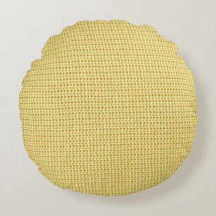Spring Crochet: Yellow Textile Art. Round Cushion
