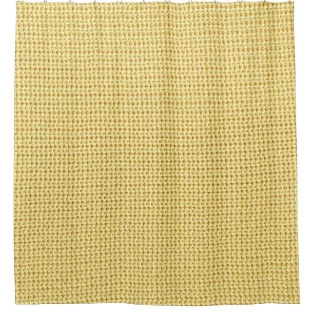 Spring Crochet: Yellow Textile Art. Shower Curtain (Front)