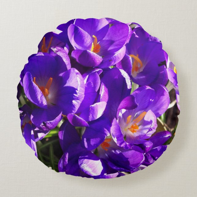 SPRING CROCUS ROUND CUSHION (Front)