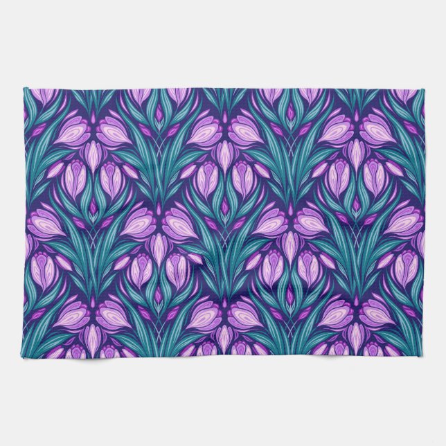Spring crocuses tea towel (Horizontal)