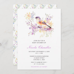Spring Cute Bird Baby Shower Invitation