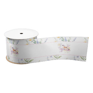 Spring Cute Bird Baby Shower Satin Ribbon