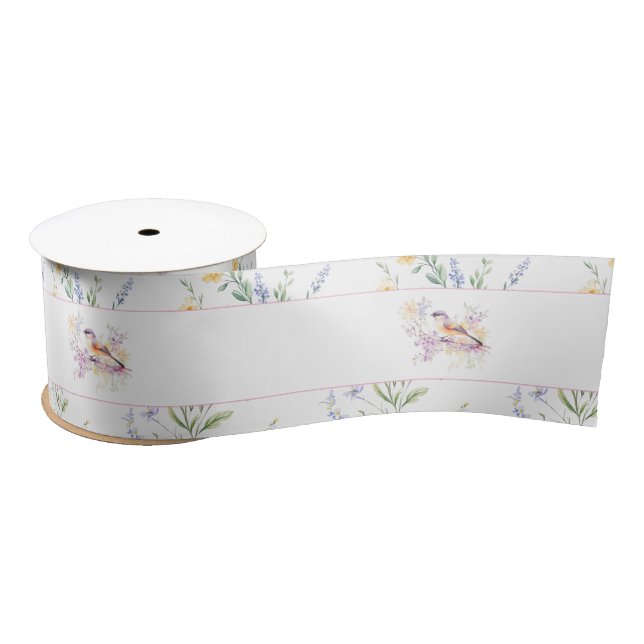 Spring Cute Bird Baby Shower Satin Ribbon (Spool)