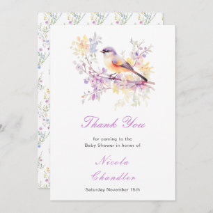Spring Cute Bird Baby Shower Thank You Card