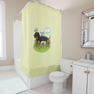 Spring Dachshund (black and tan) Cute dog Shower Curtain