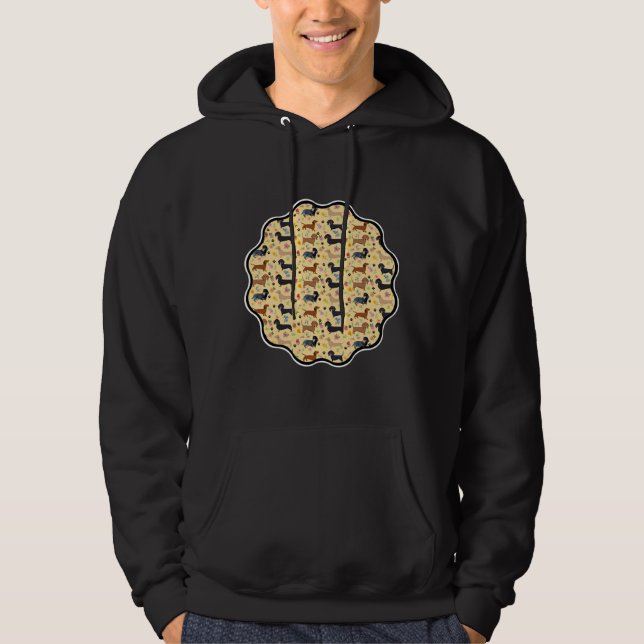 Spring Dachshund Pattern With Flowers Hoodie (Front)