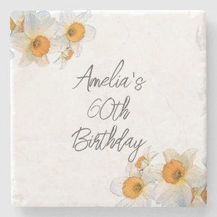 Spring Daffodil Birthday Stone Coaster