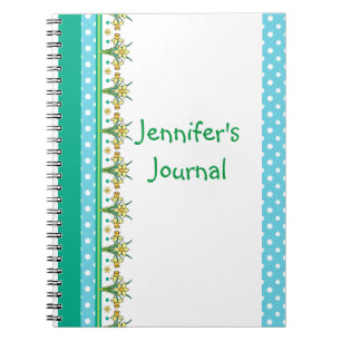 Spring Daffodil Border and Polka Dots Notebook