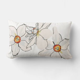 Spring Daffodil Flower Pattern Lumbar Cushion