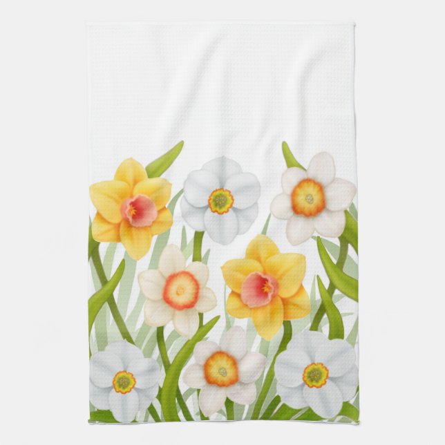 Spring Daffodil Flowers Kitchen Towel (Vertical)