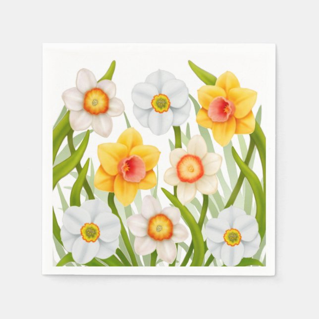 Spring Daffodil Flowers Napkins (Front)