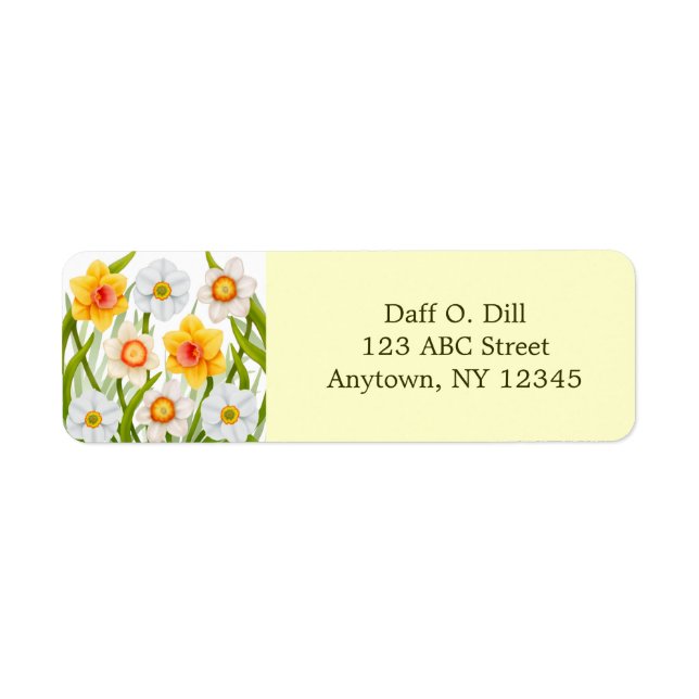 Spring Daffodil Garden Customisable Return Address Label (Front)