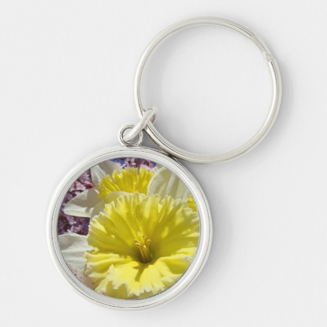 Spring Daffodil keychains Add Your Text Flowers (Front)