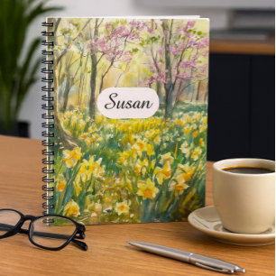 Spring Daffodil Meadow Watercolor Notebook