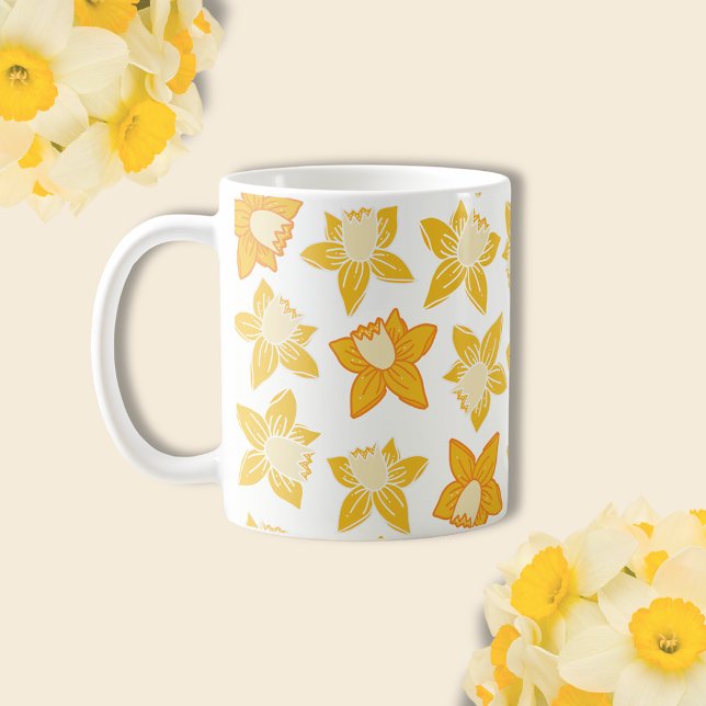 Spring Daffodil Pattern Coffee Mug (Daffodil spring floral coffee mug)