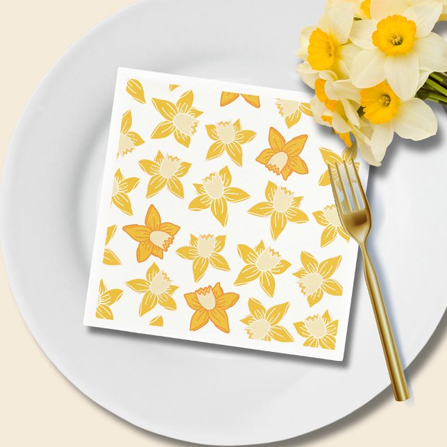 Spring Daffodil Pattern Napkin (Daffodil spring floral paper napkins)