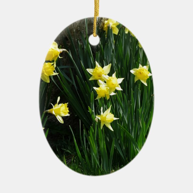 Spring Daffodils Ceramic Ornament (Front)