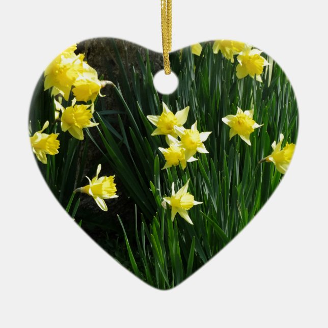 Spring Daffodils Ceramic Ornament (Front)