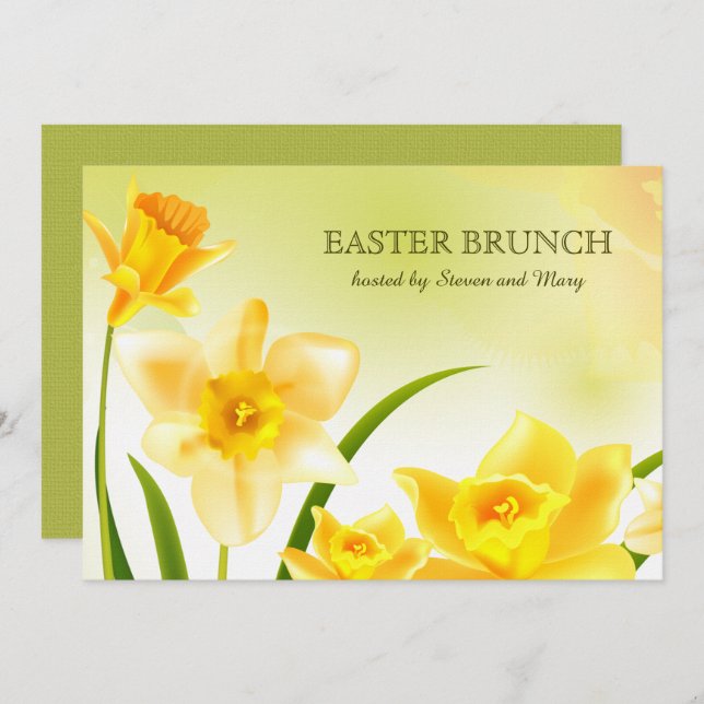 Spring Daffodils Custom Easter Brunch Invitation (Front/Back)