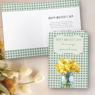 Spring Daffodils in a Jar Happy Mother's Day Holiday Card