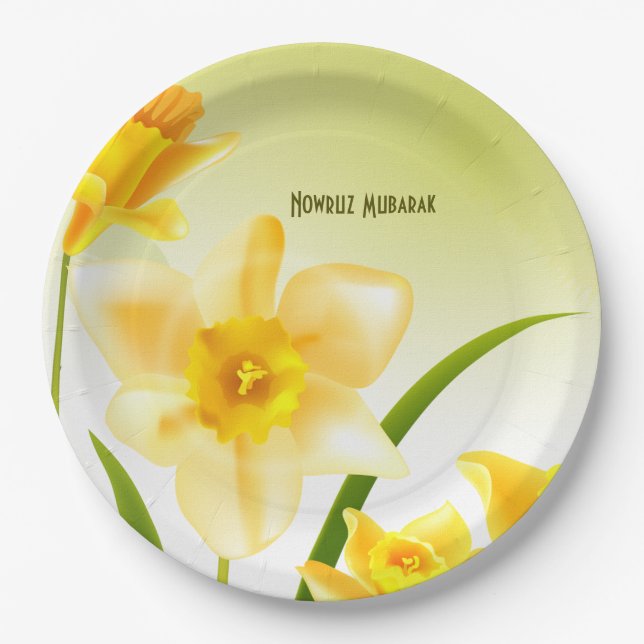 Spring Daffodils Persian New Year Paper Plate (Front)