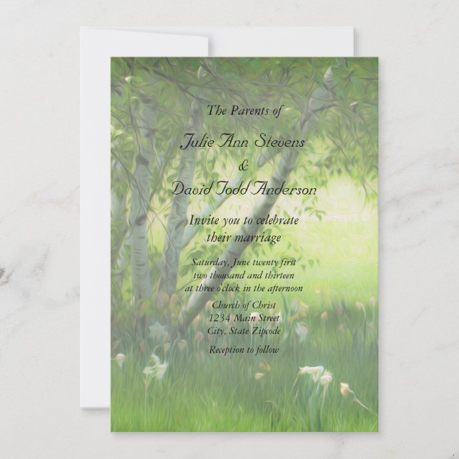 Spring Daffodils Wedding Invitation (Front)