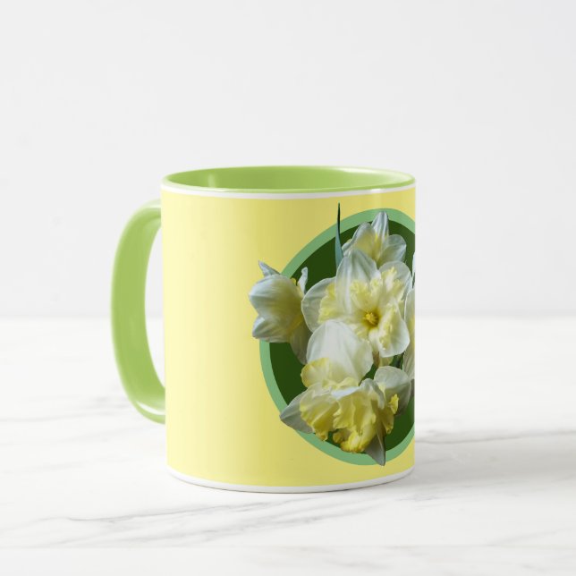 Spring Daffodils White Yellow Narcissus Flowers Mug (Front Left)