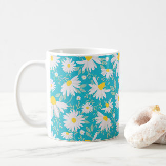 Spring Daisies - Bright Blue Coffee Mug