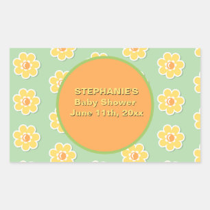 Spring Daisies on Pastel Sage Green Rectangular Sticker