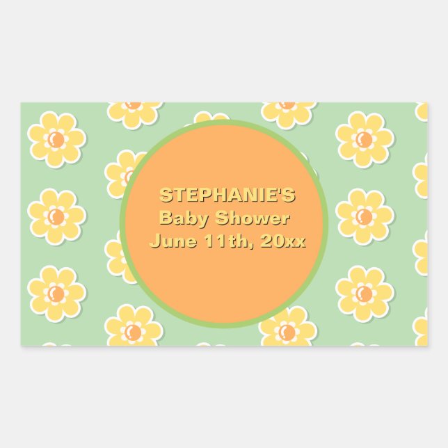 Spring Daisies on Pastel Sage Green Rectangular Sticker (Front)