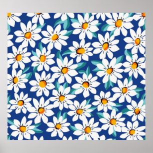Spring daisies: trendy floral pattern. poster