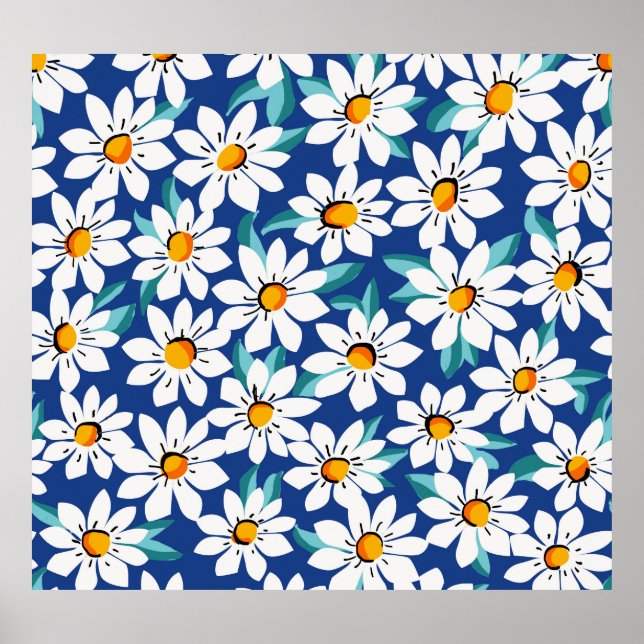 Spring daisies: trendy floral pattern. poster (Front)