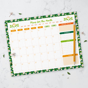 Spring Daisies & Vine Monthly Sunday Start Planner Notepad